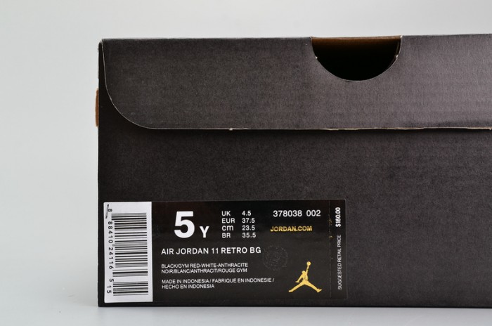 AIR JORDAN 11 RETRO BG (GS) "72-10" black womens 378038-002